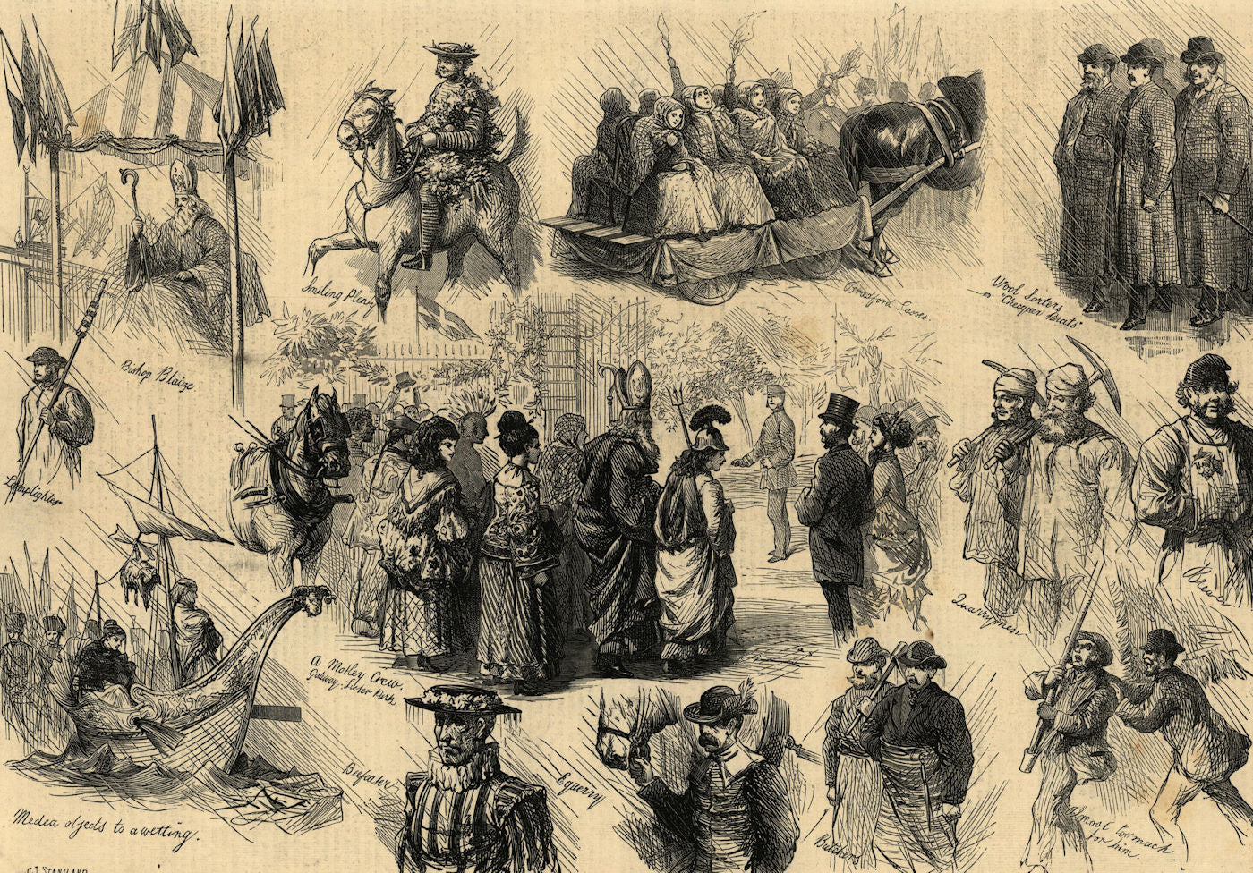 Bradford new town hall. Sketches in the streets. Yorkshire 1873 old print